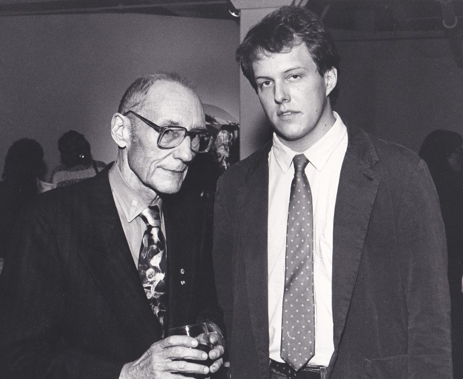 Writers William S Burroughs and Gregory W Beaubien at Klein Gallery in Chicago October 21 1988