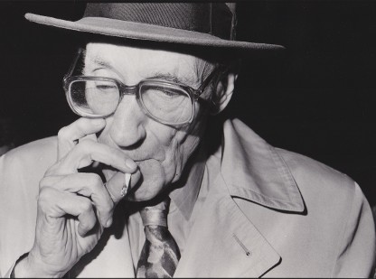 William Burroughs at the Prop Theatre in Chicago October 20 1988 photo by Richard Alm