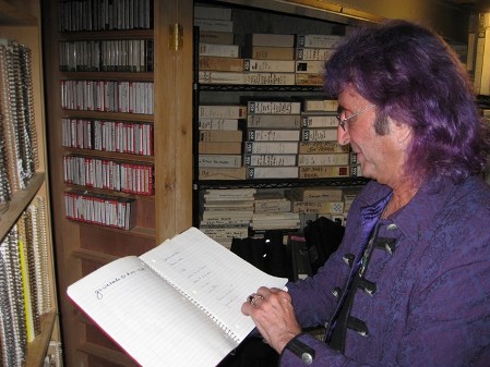 Jim Peterik with notebooks and recordings of musical ideas